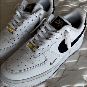 Nike White and Gold Athletic Shoes